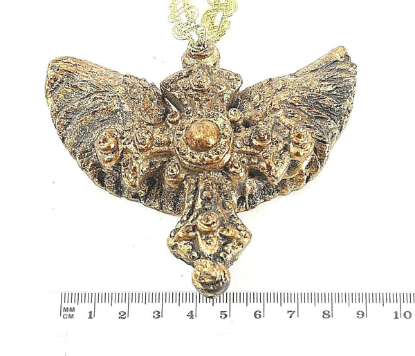 Angel 3.5" x 4" Dark Golden Winged Cross Resin Ornament