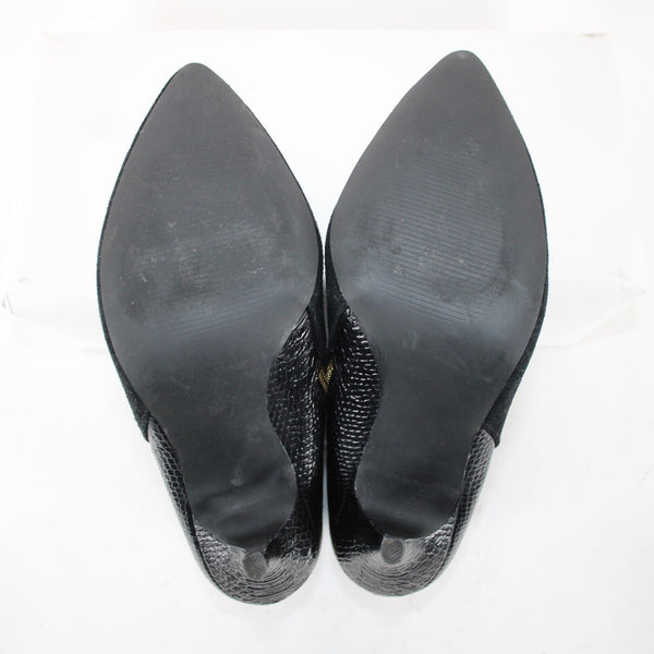 Steve Madden Damali Sz 8 M Black Leather Mixed Media Upper Rubber Sole 4" Bootie