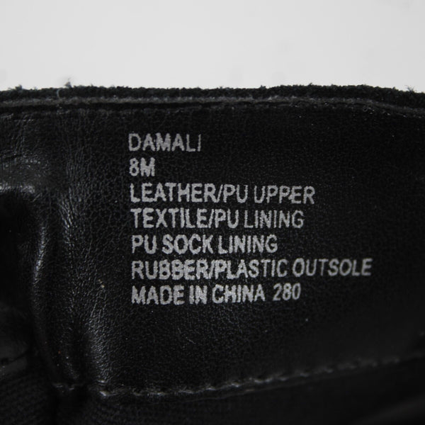 Steve Madden Damali Sz 8 M Black Leather Mixed Media Upper Rubber Sole 4" Bootie