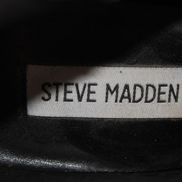 Steve Madden Damali Sz 8 M Black Leather Mixed Media Upper Rubber Sole 4" Bootie