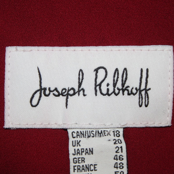 Joseph Ribkoff Top Sz 18 Burgundy Red Asymmetrical Button Up Collared Top