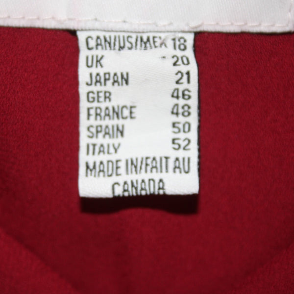 Joseph Ribkoff Top Sz 18 Burgundy Red Asymmetrical Button Up Collared Top