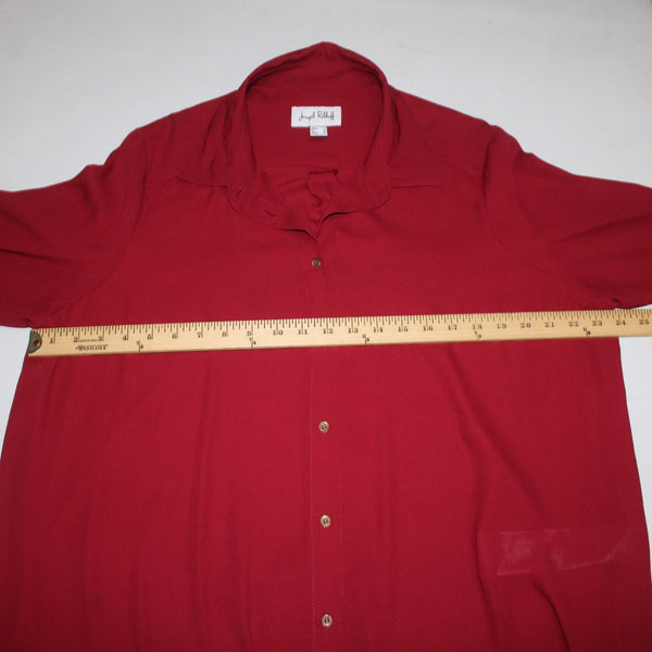 Joseph Ribkoff Top Sz 18 Burgundy Red Asymmetrical Button Up Collared Top