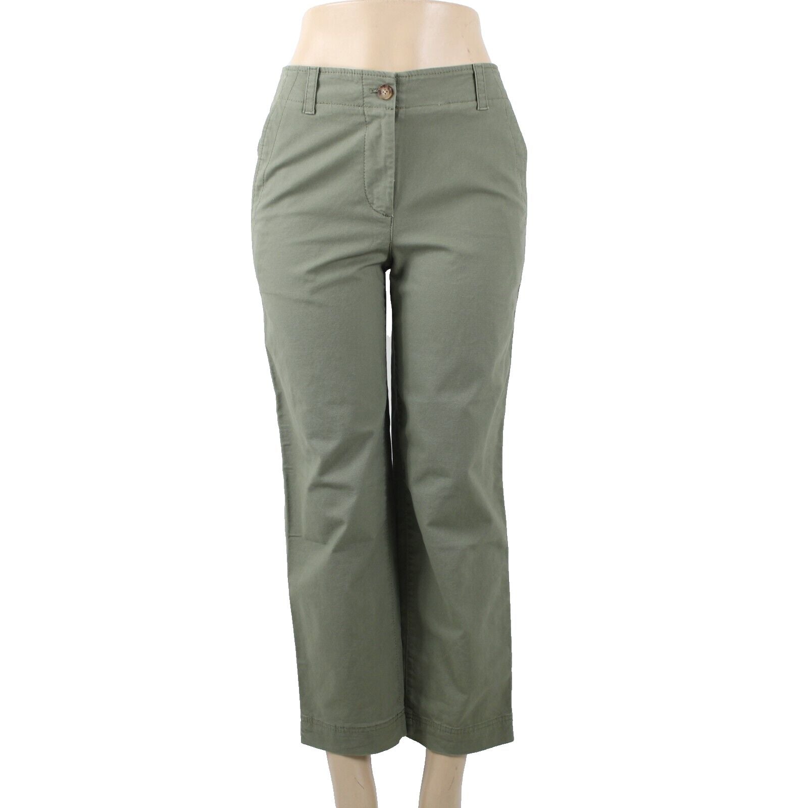 Talbots NEW $90 Sz 2 x 26 Green Pocketed Cotton Spandex Crop Capri Pant