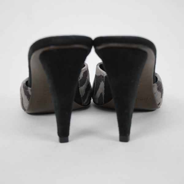 Donald J Pliner fFeigel Sz 9 M Black Gray Animal Print Slip On Leather 4" Heels