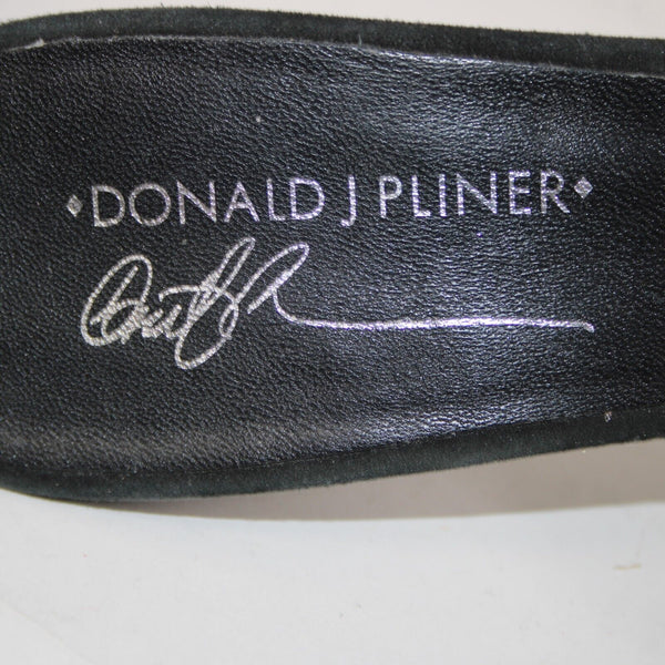 Donald J Pliner fFeigel Sz 9 M Black Gray Animal Print Slip On Leather 4" Heels