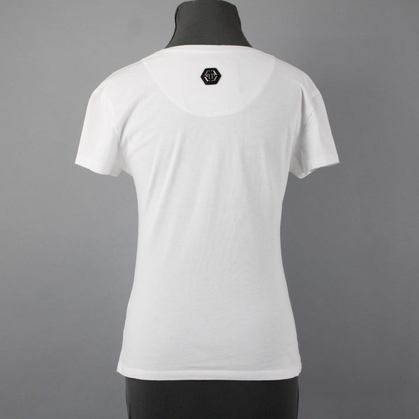 Philipp Plein White Black 'I Don't Have Money...Love ' Cotton Graphic Tee Shirt