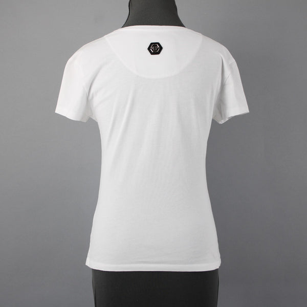 Philipp Plein White Black 'I Don't Have Money...Love ' Cotton Graphic Tee Shirt