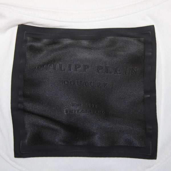 Philipp Plein White Black 'I Don't Have Money...Love ' Cotton Graphic Tee Shirt