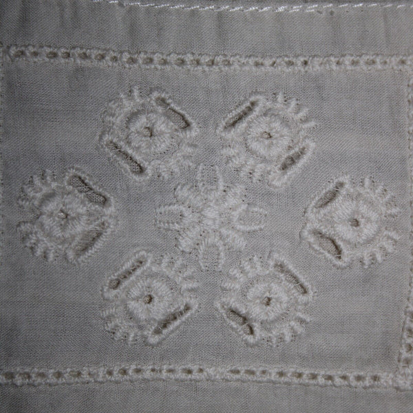 Johnny Was Sz M Cream Embroidered V Neck Flowy Cotton Polyester Top