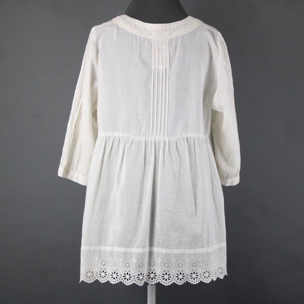Johnny Was Sz M Cream Embroidered V Neck Flowy Cotton Polyester Top