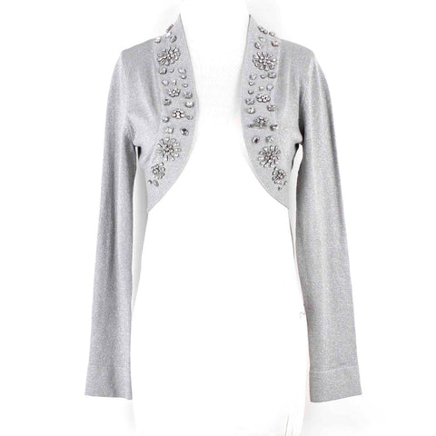 Soft Surroundings NEW $90 Sz S Metallic Silver Rhinestone Rayon Blend Knit Wrap