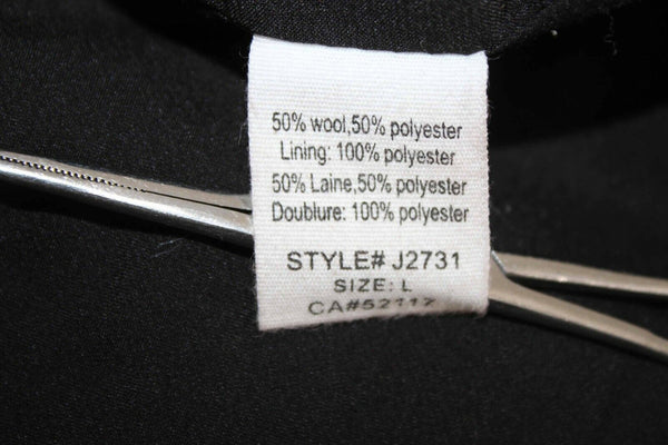 Funktional Sz L Black Tan Plaid Big Collar Lined Zip Wool Blend Poly Jacket