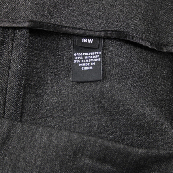 Saks Fifth Ave NEW $178 Melissa Sz 16W x 32 Charcoal Black Poly Viscose Pant