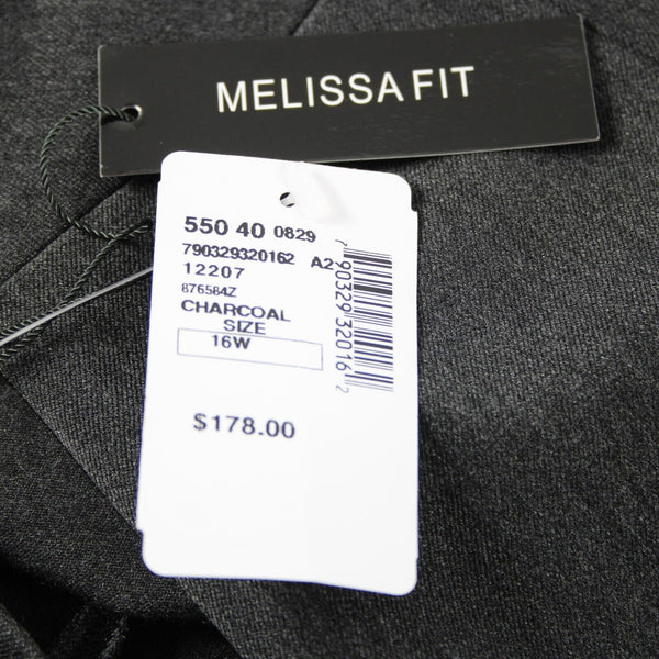 Saks Fifth Ave NEW $178 Melissa Sz 16W x 32 Charcoal Black Poly Viscose Pant