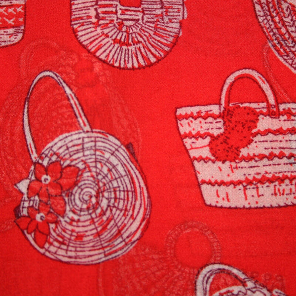 Cabi Sz XS Red White Purses Print Sleeveless V Neck Sheer 100% Polyester Top