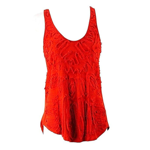 Velvet Sz P Rusty Orange Spandex Rayon Silk Applique Racerback Knit Top
