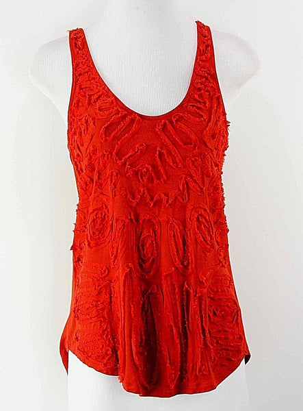 Velvet Sz P Rusty Orange Spandex Rayon Silk Applique Racerback Knit Top