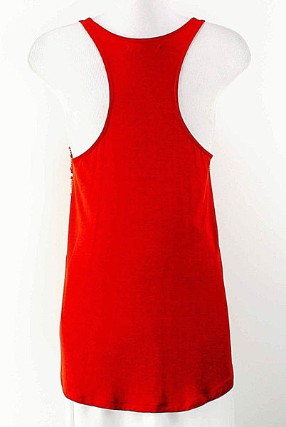 Velvet Sz P Rusty Orange Spandex Rayon Silk Applique Racerback Knit Top