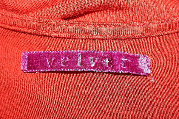 Velvet Sz P Rusty Orange Spandex Rayon Silk Applique Racerback Knit Top