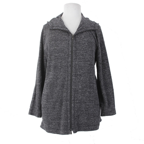 Eileen Fisher Jacket NEW $328 Sz 2X Charcoal Hooded Pockets Cotton Jacket