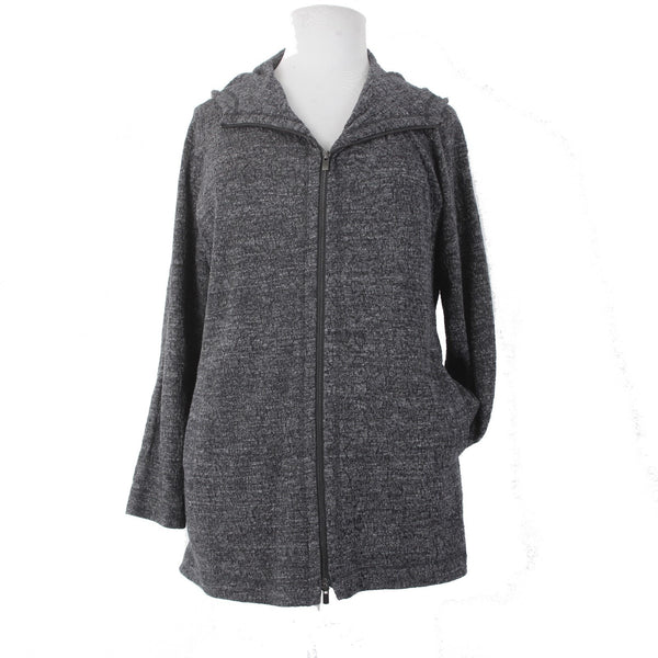 Eileen Fisher Jacket NEW $328 Sz 2X Charcoal Hooded Pockets Cotton Jacket
