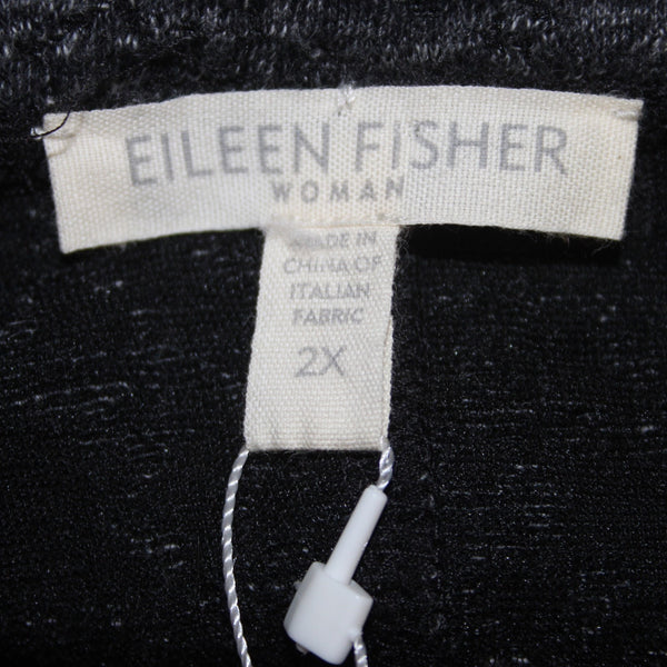 Eileen Fisher Jacket NEW $328 Sz 2X Charcoal Hooded Pockets Cotton Jacket