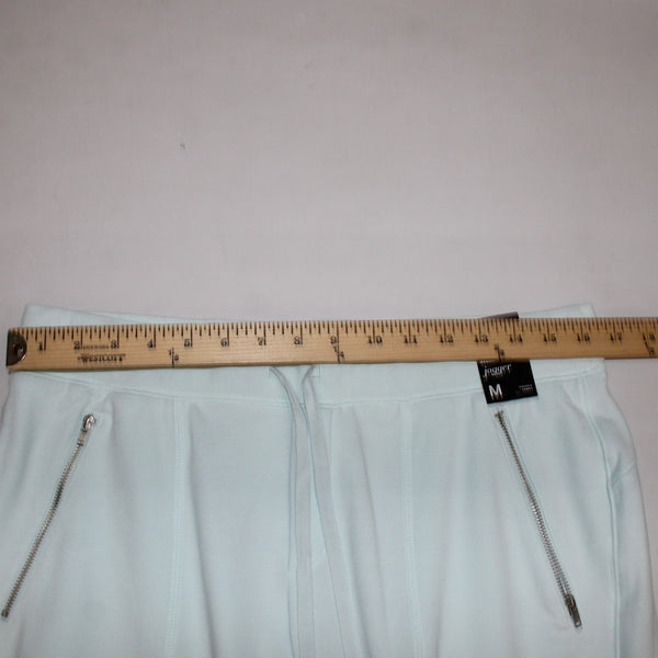 New York And Company AW Pant NEW $45 Sz M x 29 Aqua Blue Pockets Zip Cotton Poly