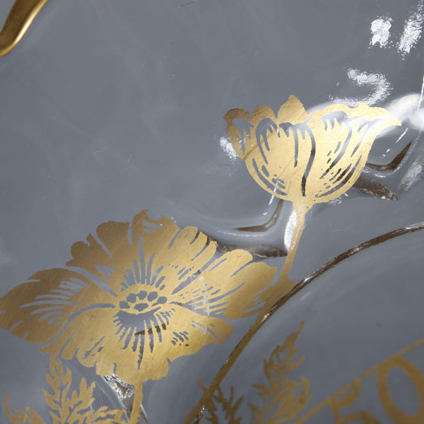 50th Anniversary Bon Bon Bowl Clear Crystal Gold Painted 50th Anniversary Bowl