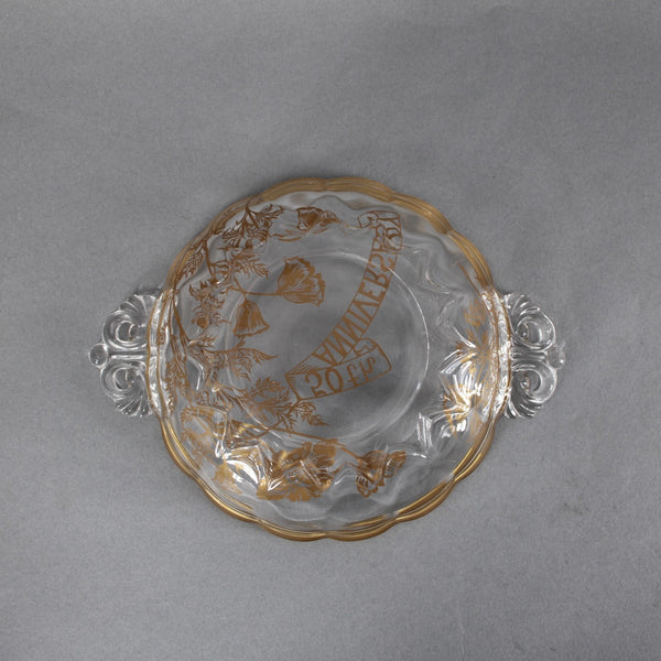 50th Anniversary Bon Bon Bowl Clear Crystal Gold Painted 50th Anniversary Bowl