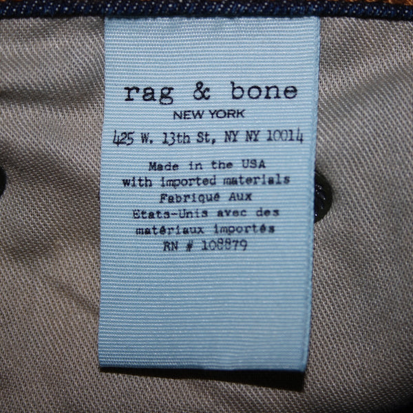 Rag Bone The Dre Sz 27 x 30 Blue Denim Straight Cotton Polyurethane Jeans