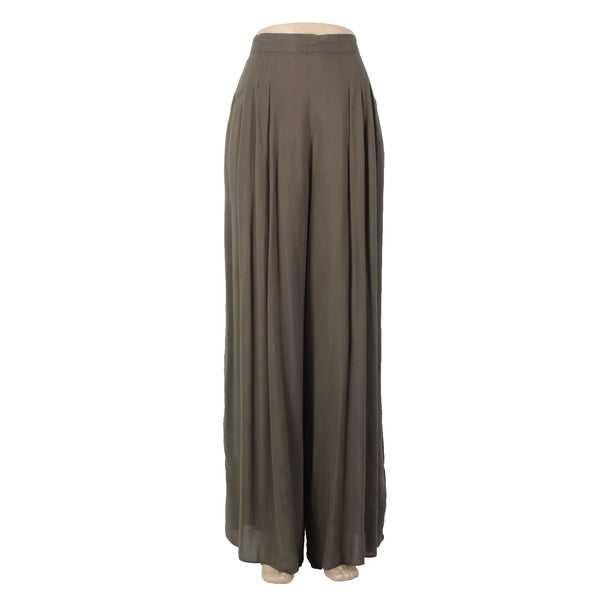 Catwalk Studio Pant NEW $40 Sz L x 31 Moss Green Pleated Sheer Cotton Poly Pant