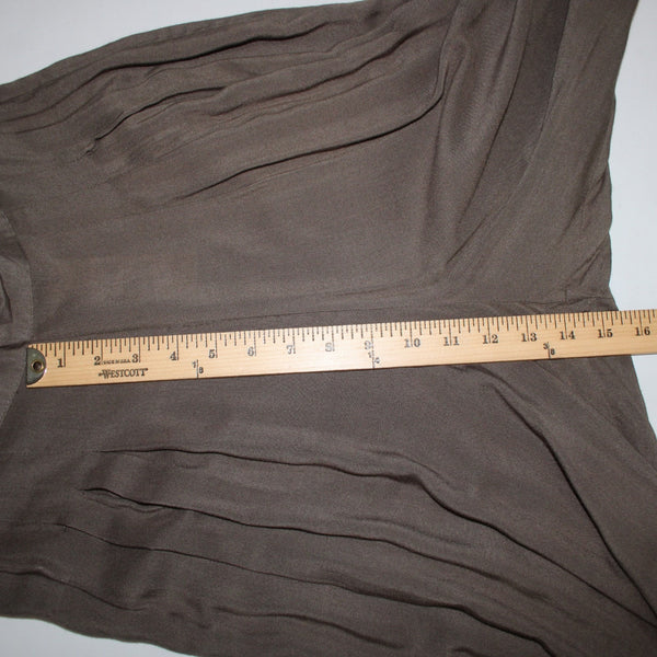 Catwalk Studio Pant NEW $40 Sz L x 31 Moss Green Pleated Sheer Cotton Poly Pant