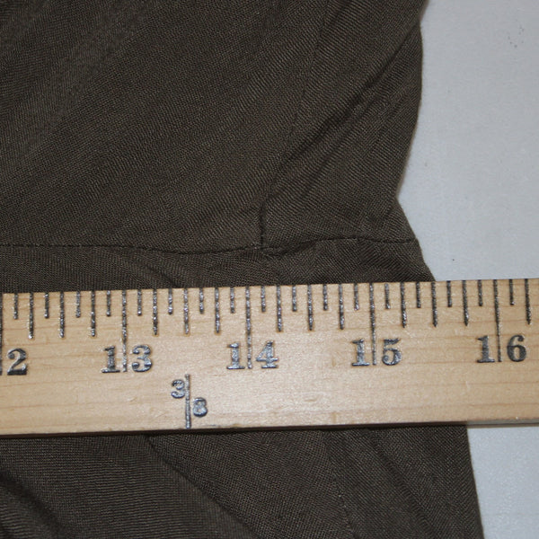 Catwalk Studio Pant NEW $40 Sz L x 31 Moss Green Pleated Sheer Cotton Poly Pant