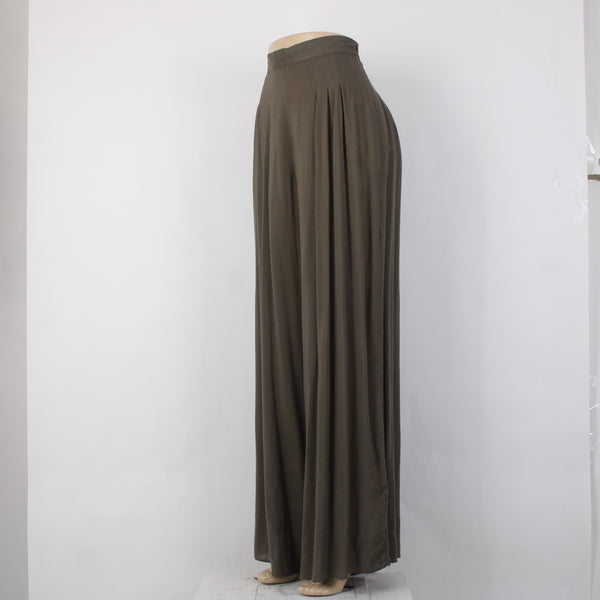 Catwalk Studio Pant NEW $40 Sz L x 31 Moss Green Pleated Sheer Cotton Poly Pant