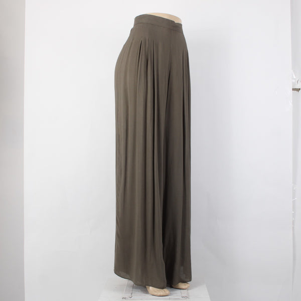 Catwalk Studio Pant NEW $40 Sz L x 31 Moss Green Pleated Sheer Cotton Poly Pant