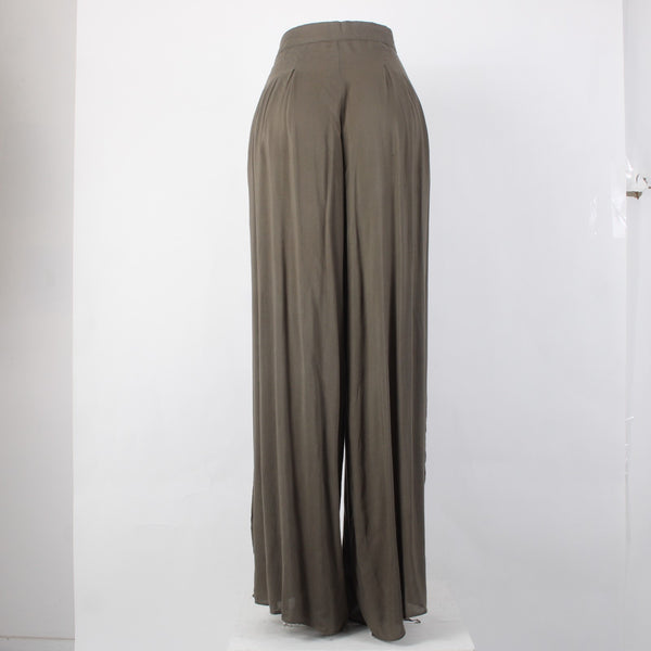Catwalk Studio Pant NEW $40 Sz L x 31 Moss Green Pleated Sheer Cotton Poly Pant