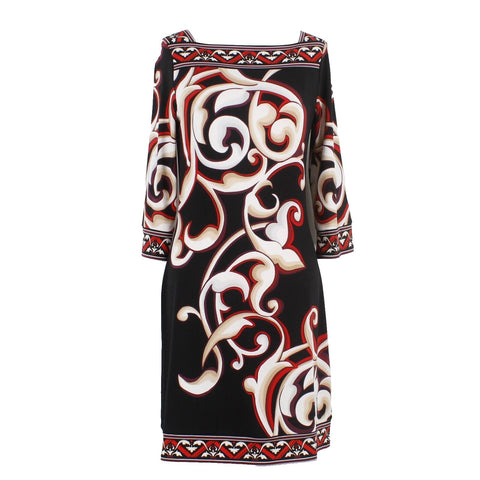 White House Black Market Sz XS Black Multi Square Neck Poly Blend Dress