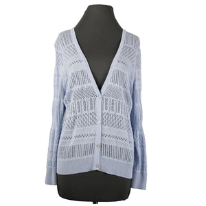 Maison Jules NEW $60 Nice Sz XXL Halogen Blue Open Knit Rayon Cardigan Sweater