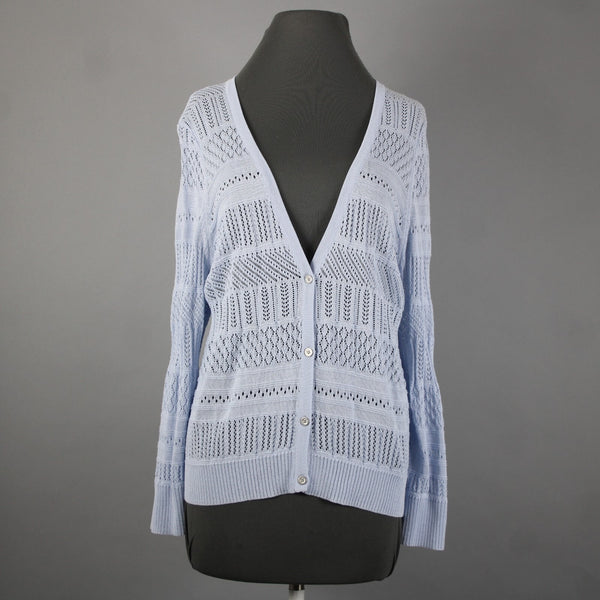 Maison Jules NEW $60 Nice Sz XXL Halogen Blue Open Knit Rayon Cardigan Sweater