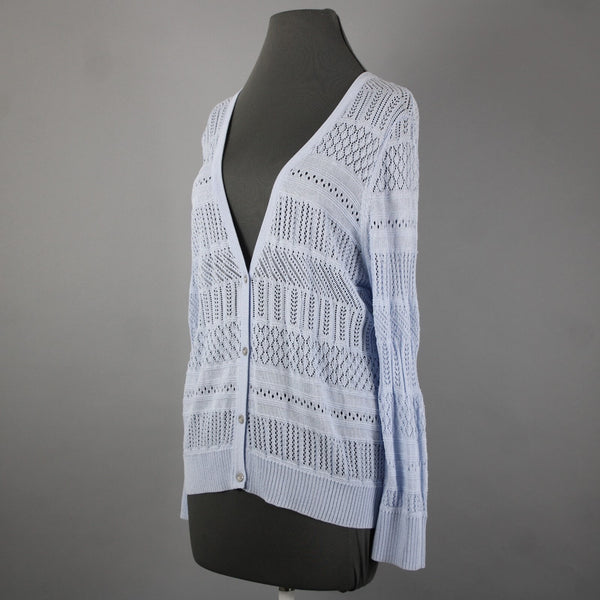 Maison Jules NEW $60 Nice Sz XXL Halogen Blue Open Knit Rayon Cardigan Sweater