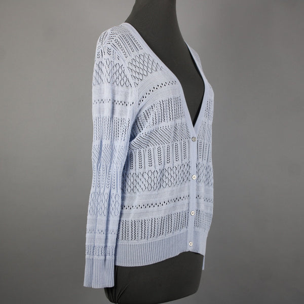 Maison Jules NEW $60 Nice Sz XXL Halogen Blue Open Knit Rayon Cardigan Sweater