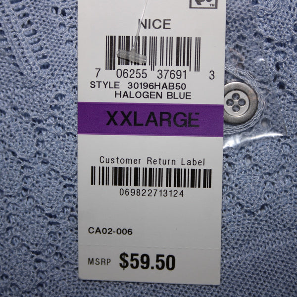 Maison Jules NEW $60 Nice Sz XXL Halogen Blue Open Knit Rayon Cardigan Sweater