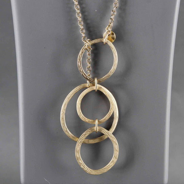 Chicos 34" Goldtone Chain Lariat Circle Pendants Rhinestones Necklace