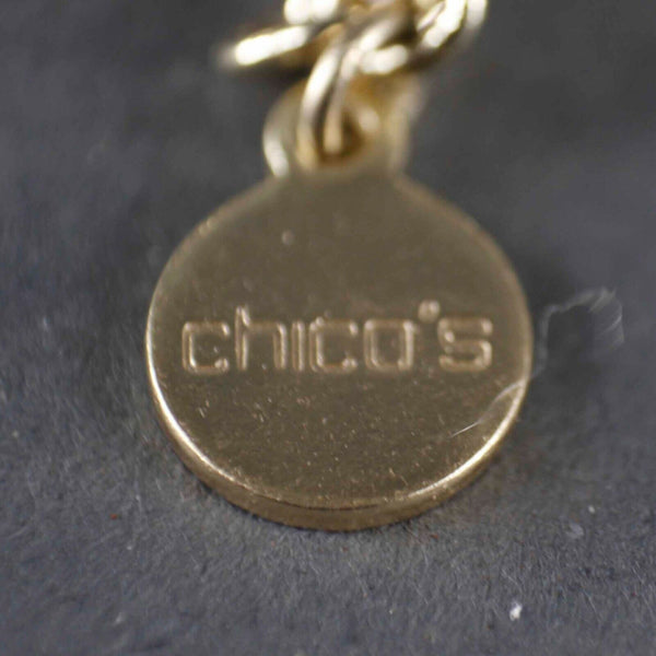 Chicos 34" Goldtone Chain Lariat Circle Pendants Rhinestones Necklace