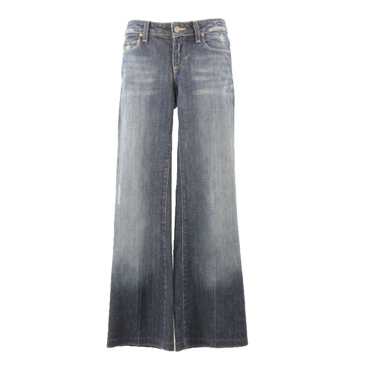Paige Robertson Sz 25 x 29 Distressed Denim Embroidered Cotton Spandex Jean