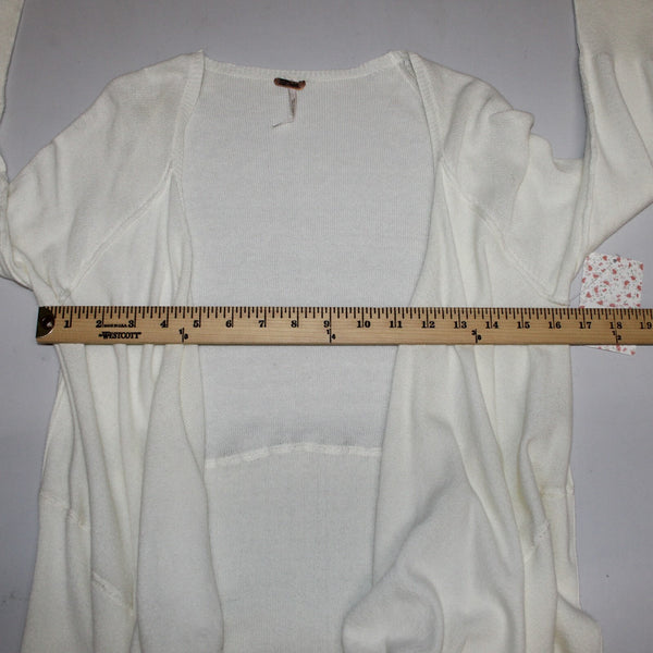 Free People NEW $108 Sz S Vanilla Cream Draped Aysmm 100% Cotton Wrap Sweater