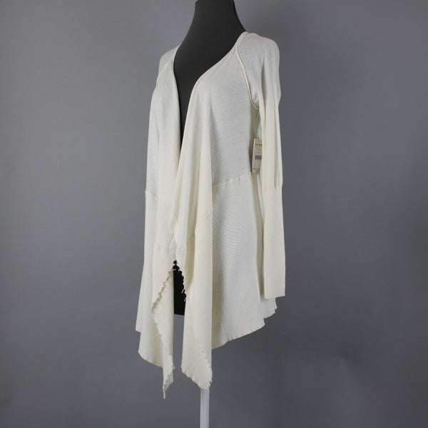 Free People NEW $108 Sz S Vanilla Cream Draped Aysmm 100% Cotton Wrap Sweater