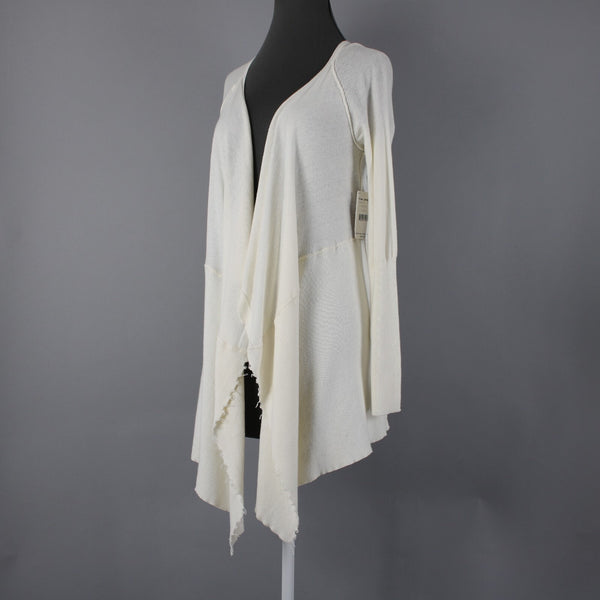 Free People NEW $108 Sz S Vanilla Cream Draped Aysmm 100% Cotton Wrap Sweater