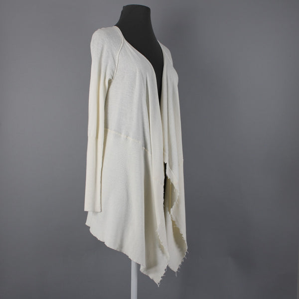 Free People NEW $108 Sz S Vanilla Cream Draped Aysmm 100% Cotton Wrap Sweater